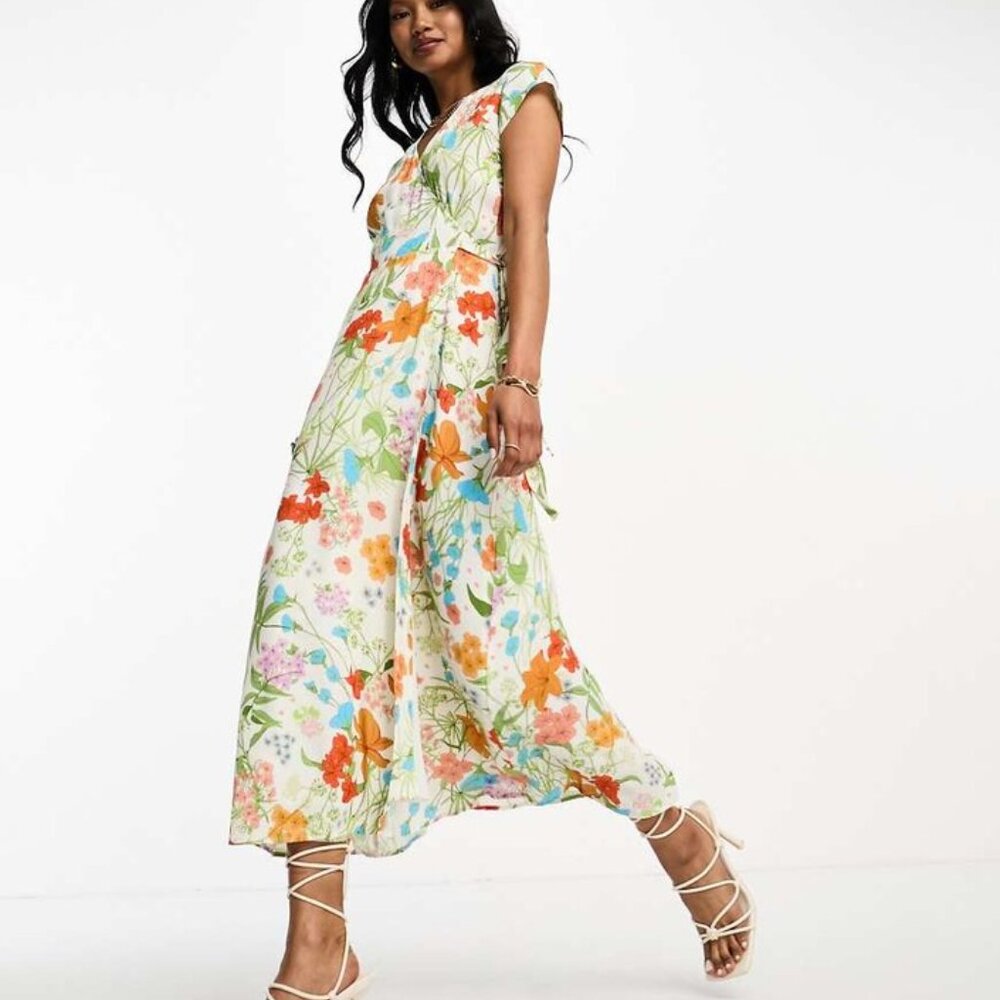 NWT & Other Stories Wrap Dress, Multi Floral Print, Size 12